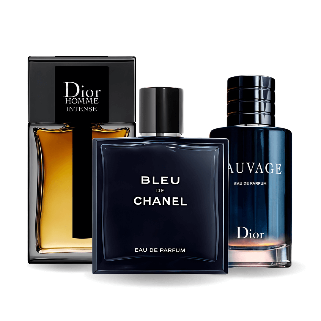 Set de 3 Perfumes | Sauvage Dior, Bleu de Chanel, Dior Homme Intense 100 ml